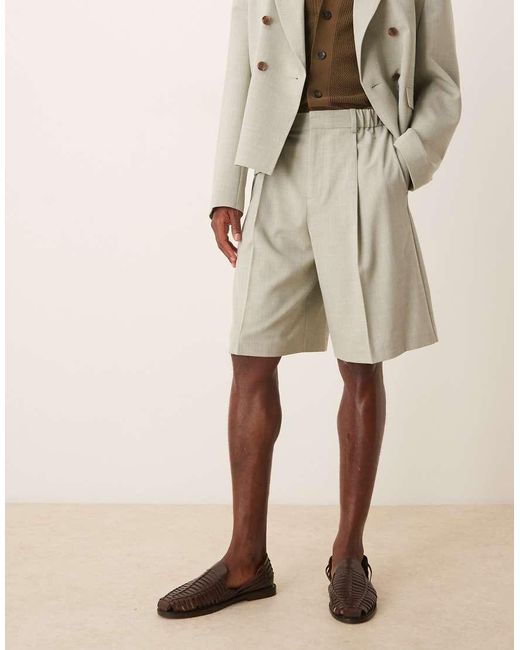 ASOS Wijde Short in het Natural voor heren