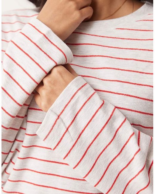 Camiseta Blanca A De Manga Larga De Tejido Texturizado De -Gris ASOS de color Natural