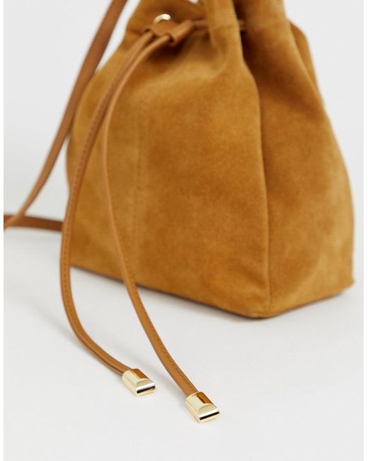 ASOS Suede Bucket Bag in Brown Lyst