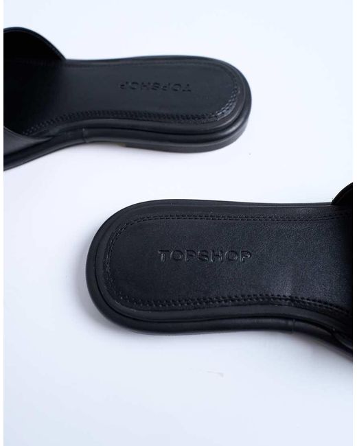 TOPSHOP White Almina Leather Square Toe Mules