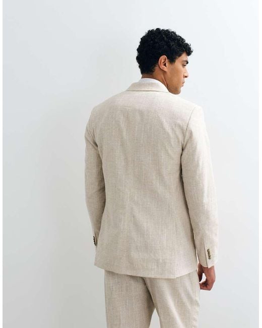 Abercrombie & Fitch Natural Crosshatch Single Breasted Blazer Co-Ord for men