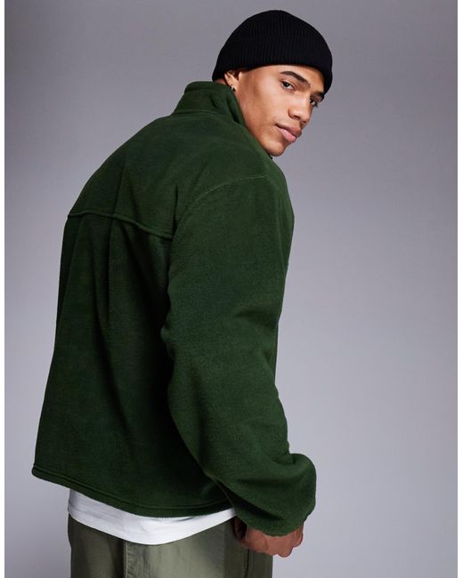 Sweat oversize en polaire à col zippé et poche poitrine - foncé ASOS pour homme en coloris Green