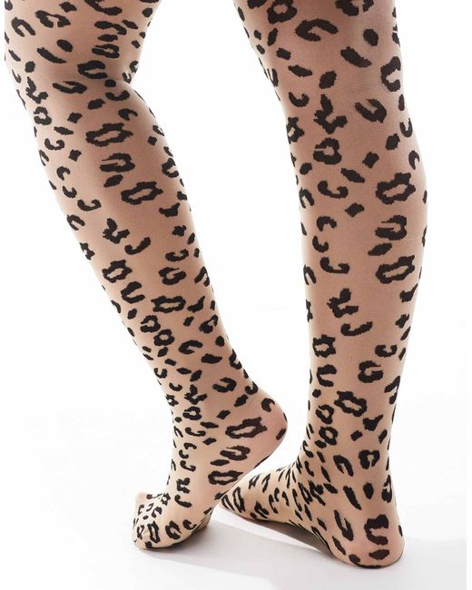 ASOS Black Asos Design Curve Super Stretch Leopard Knit Tights