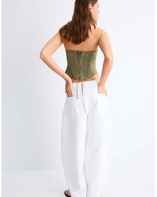Stradivarius Green Lace-up Corset