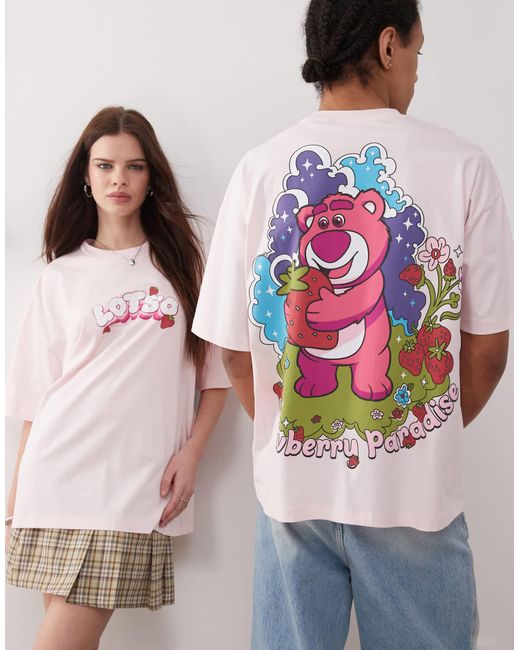 ASOS Pink Disney Pixar Unisex Oversized T-shirt With Toy Story Lotso Prints