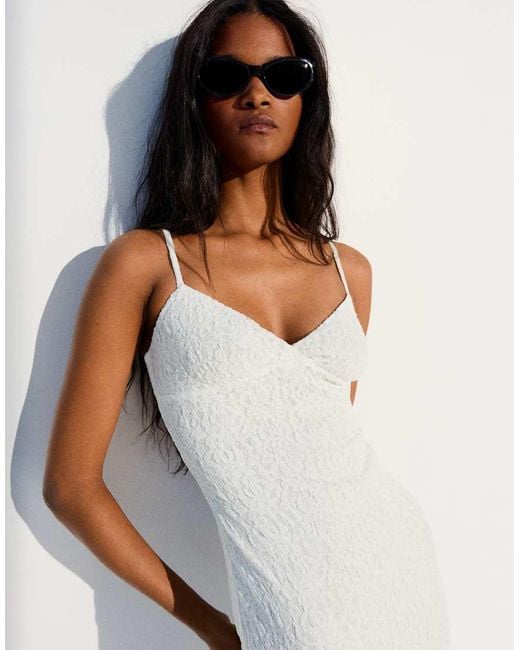 Bershka Black Lace Strap Midi Dress
