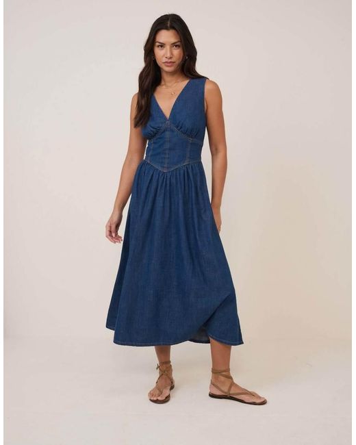 Nobody's Child Blue Mid-Wash Jackson Denim Midi Dress