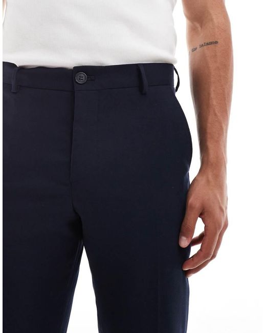 SELECTED Blue Wool Blend Slim Fit Trousers for men
