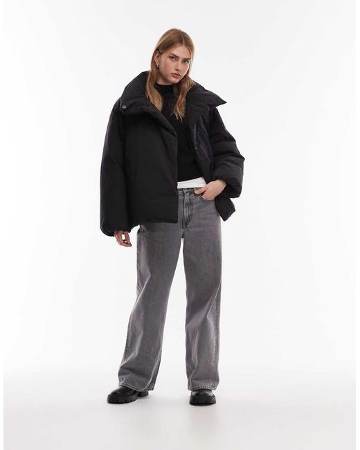 ARKET Black Down Puffer Coat With Clean Padding