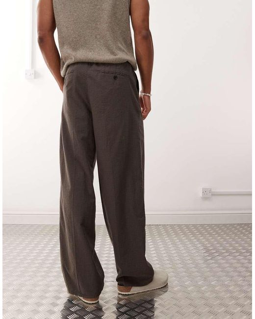 Pantaloni Larghi A Fondo Ampio Color Talpa Scuro A Quadri di Weekday in Multicolor da Uomo