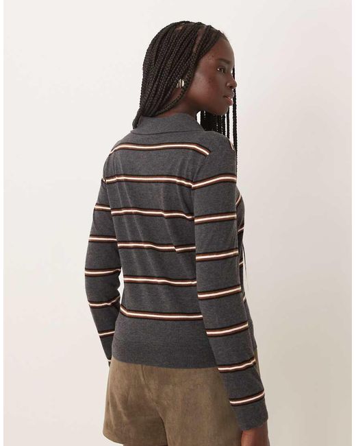 Mango Brown Long Sleeve Polo Top