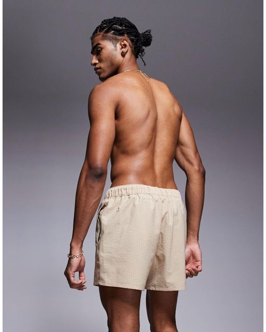 ASOS White Seersucker Swim Shorts for men
