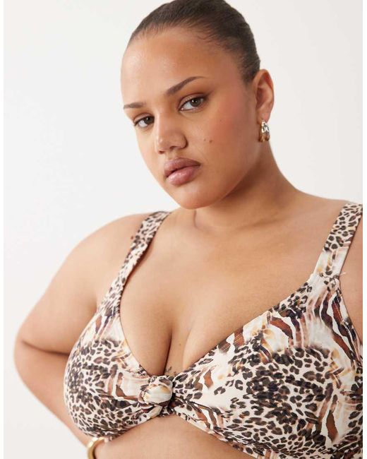 South Beach Brown Knot Front Bikini Top