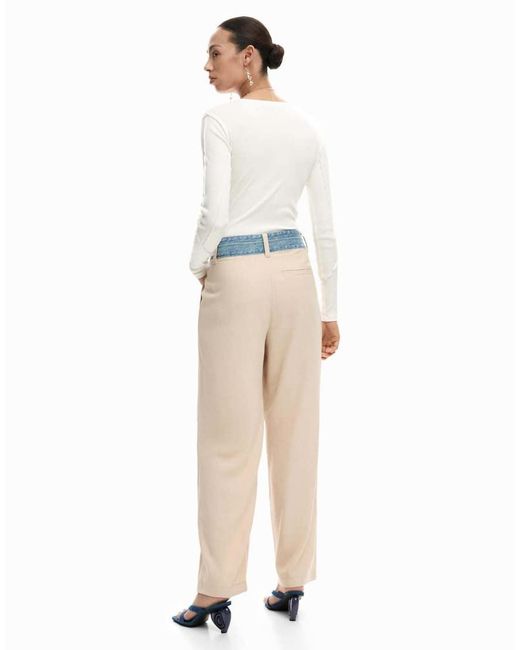 Desigual Hybride Lange Broek in het Natural