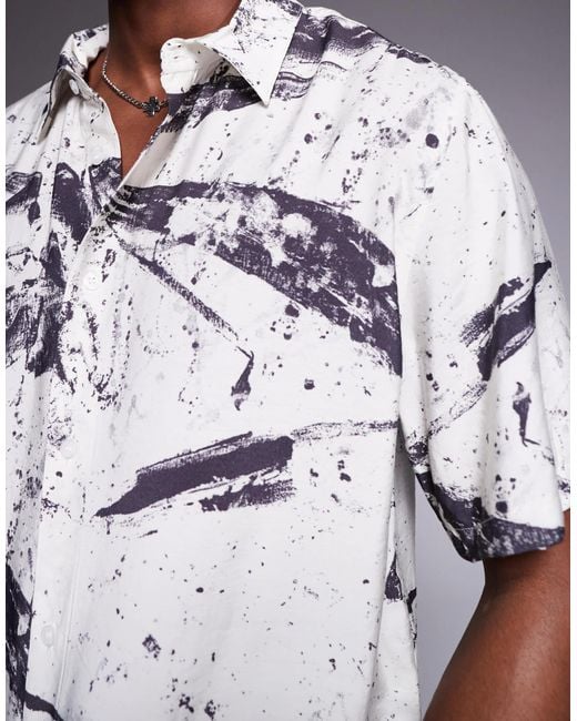 Bershka Gray Abstract Shirt for men