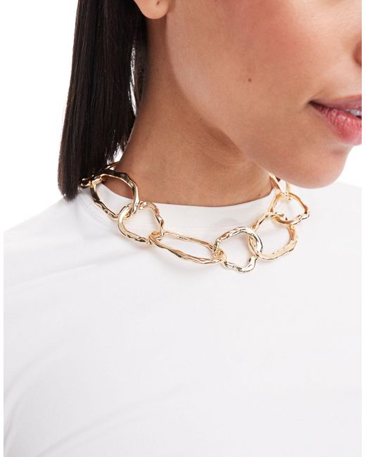 ASOS White Necklace With Molten Chain Detail