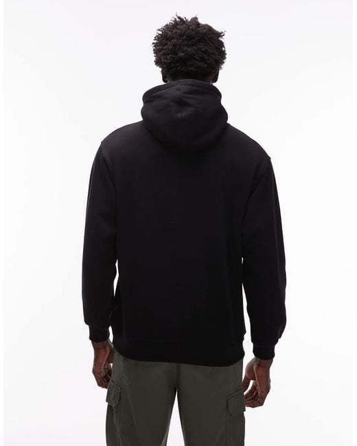 Felpa Ampia Nera Con Cappuccio E Logo Sul Petto di Vans in Black da Uomo