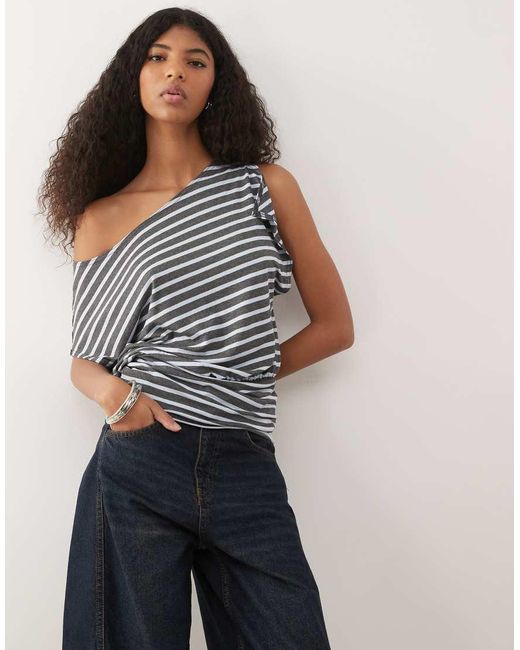 Collusion Gray Off The Shoulder Top