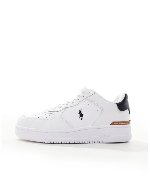 Polo Ralph Lauren Blue Masters Court Leather Trainer With Logo