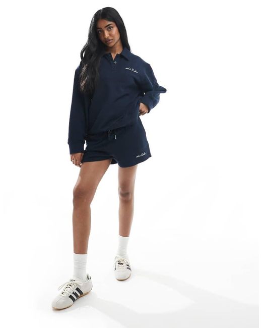 4th & Reckless Sweatshirt Met Loopback Kraag En Geborduurd Logo Van Katoen in het Blue