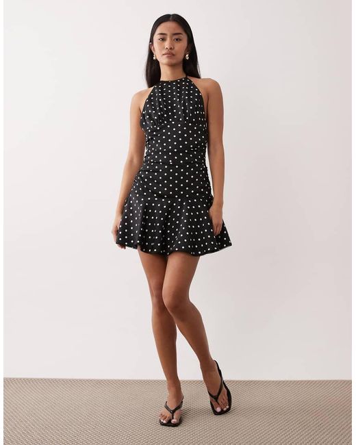 Nia Black Cahuenga Halter Neck Polka Dot Dress