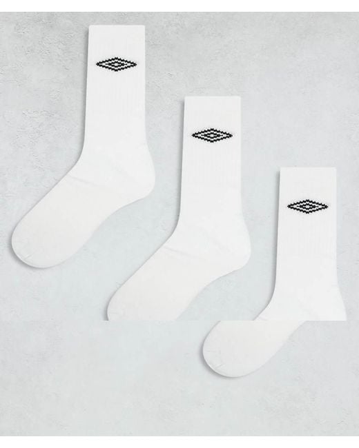 Pack De 3 Pares De Calcetines Deportivos Blancos De Umbro de color White
