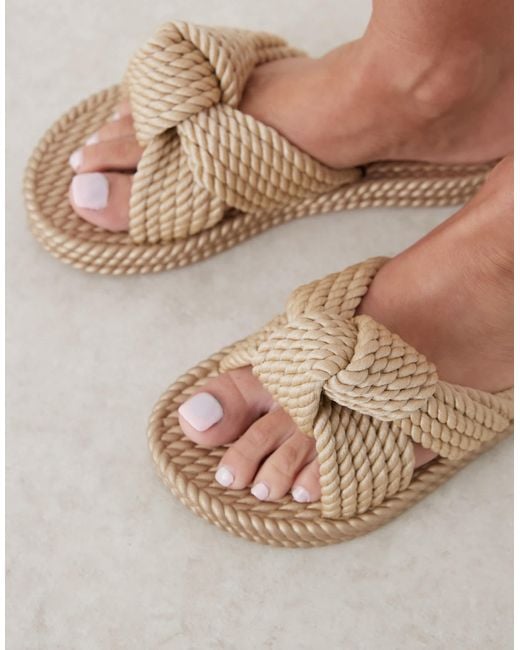 ASOS Natural Josie Chunky Knot Jelly Mule Sandal
