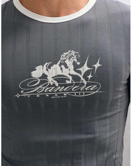 ASOS Gray Muscle Fit Ringer T-Shirt With Horse Graphic for men