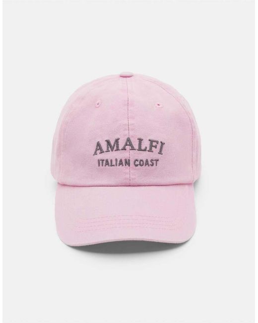 Pull&Bear Pink Amalfi Embroidered Cap