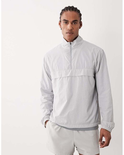 4505 Gray Ultra Lightweight 1/4 Zip Running Windbreaker With Front Pocket for men