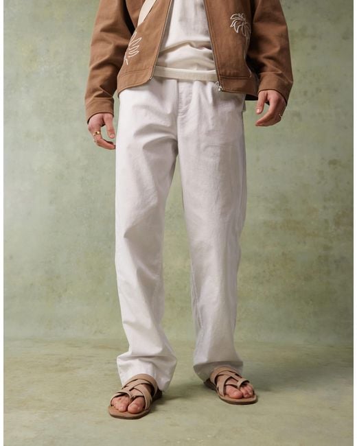 ASOS Green baggy Linen Blend Trousers for men