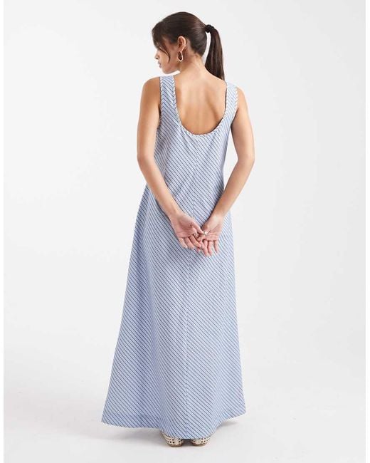 Vrg Grl Blue Kajal Striped Smock Maxi Dress