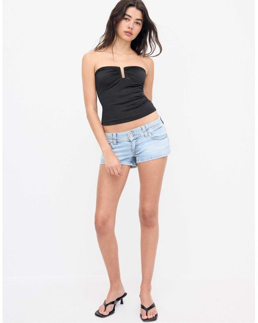 Crop top drapé Stradivarius en coloris Blue