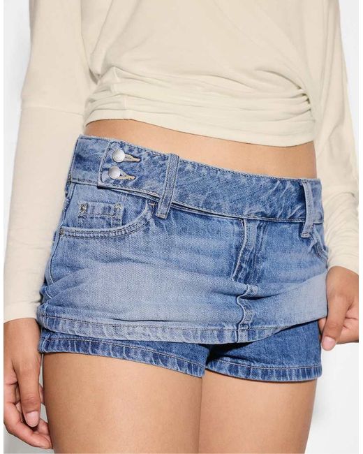 Stradivarius Blue Hammer Loop Mini Skort
