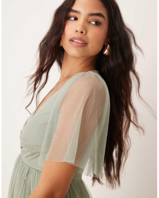 ANAYA Green Twist Detail Bridesmaid Maxi Dress