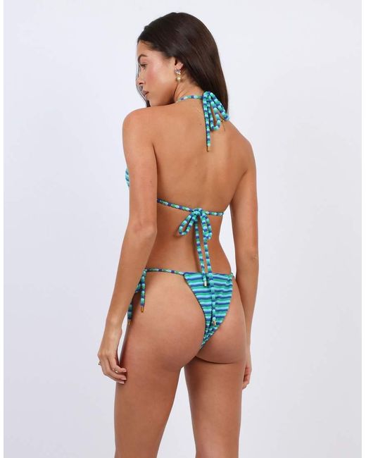 SIMMI Blue Towelling Stripe Triangle Bikini Top