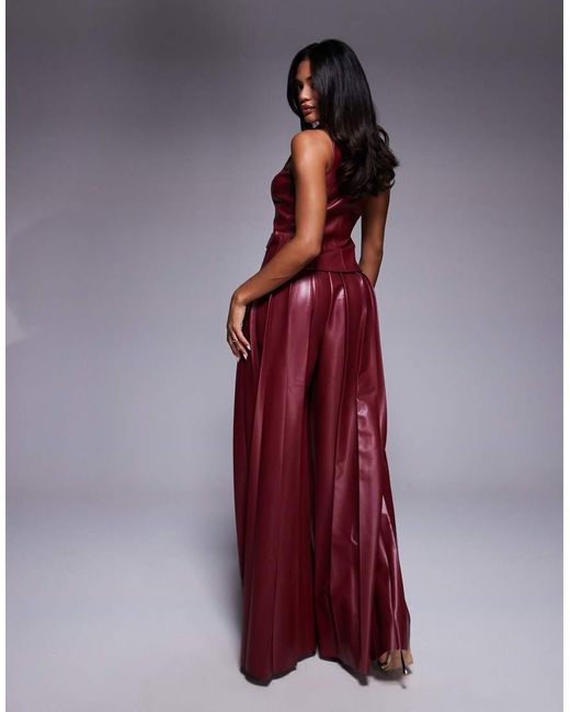 ASOS Purple Pu Pleated Trouser Co-Ord