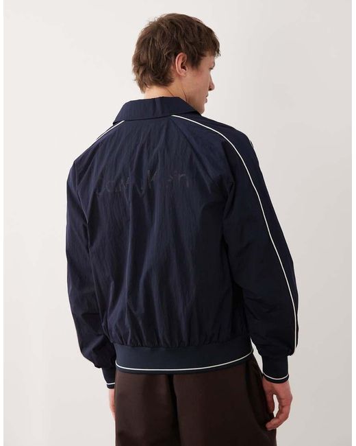 Calvin Klein Blue Nylon Bomber Jacket for men