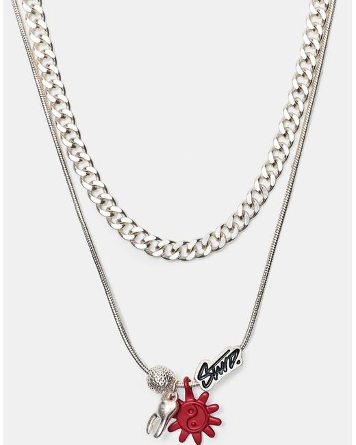 Collana Multicolore Con Doppio Nodo di Pull&Bear in Metallic da Uomo