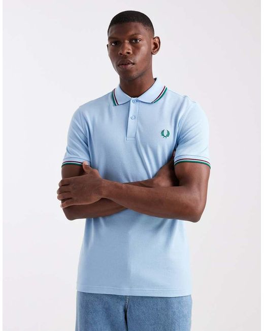 Polo Con Dos Rayas De Fred Perry de hombre de color Blue