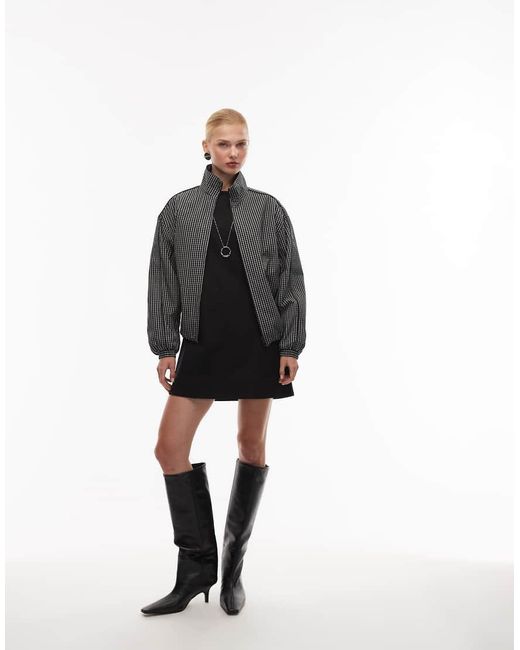 ASOS Black Crew Neck Mini Dress With Tie Sleeve Detail