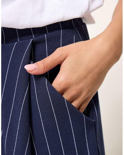 PixieGirl Blue Petite Stripe Barrel Leg Trousers