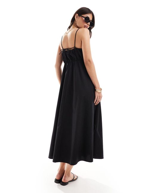 ASOS Black Ruched Bust Maxi Sundress With Adjustable Straps