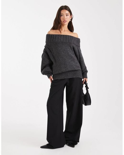 ASOS Black Drape Off Shoulder Jumper