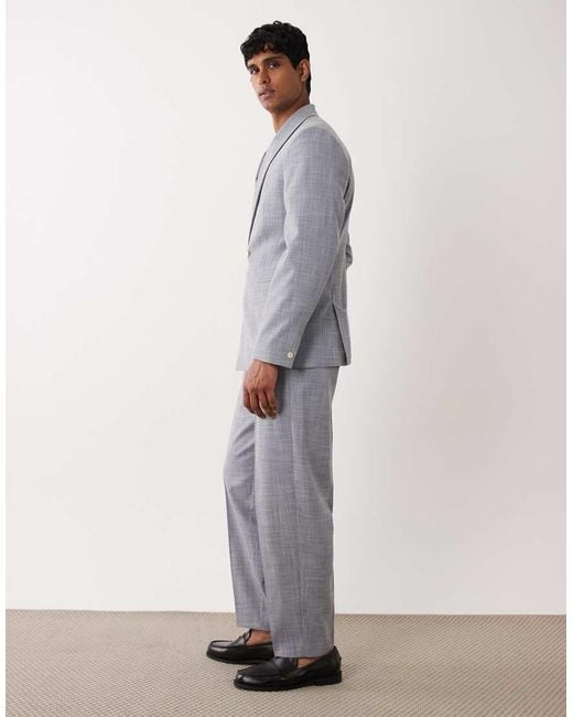 ASOS Gray Linen Look Tapered Suit Trousers for men