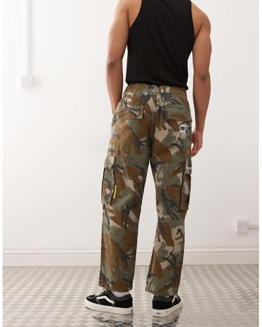 Aape By A Bathing Ape Green Aape By A Bathing Ape Loose Fit Camo Cargo Pants for men