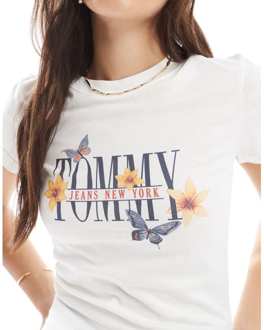 Tommy Hilfiger White – knapp geschnittenes t-shirt