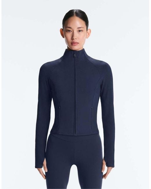 Oysho Blue Light Warm Rib Technical Jacket
