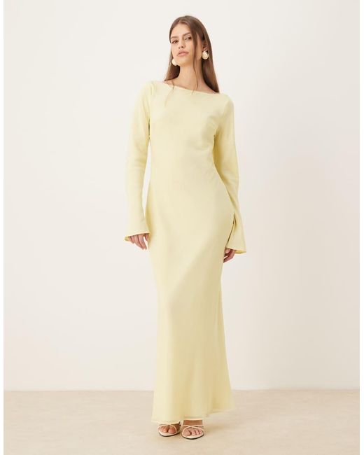ASOS Natural Chiffon Maxi Dress With Cowl Neck Back Detail