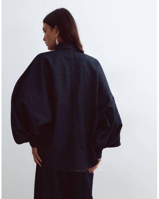 ARRANGE Blue Denim Shirt Co-Ord With Volume Sleeves